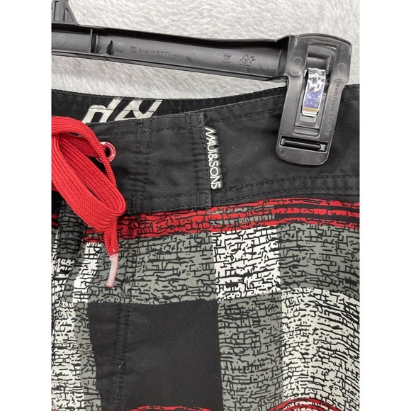 Maui and Sons Men's Board Shorts Red Black Check Size Small - Picture 7 of 10